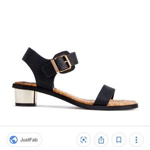 JustFab Emilee Metallic Block Heel Sandal